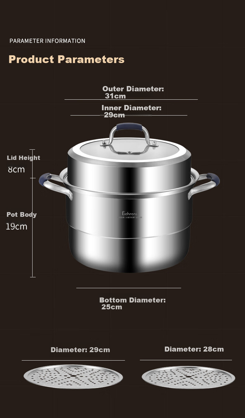 Beilunsi 304 Stainless Steel Steamer Pot for Gas Stove And Induction Cooker, for Steaming Buns, Mantou, And Dumplings, Dual-Use Steaming And Cooking, Thickened Two-Layer Design for Home Use 14