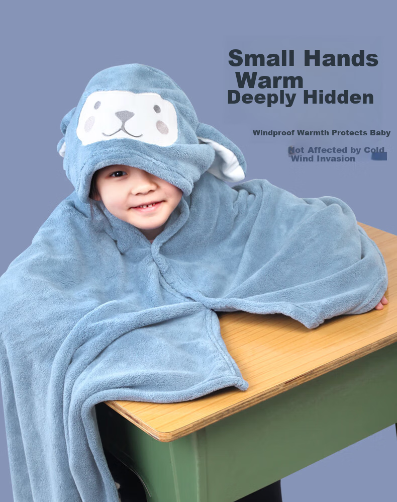 Mixiaoshu Class A Children's Nap Blanket, Elementary School Student Fleece Blanket, Autumn And Winter Thickened Warm Hooded Shawl, Nap Cover, Classroom Nap Aid 3