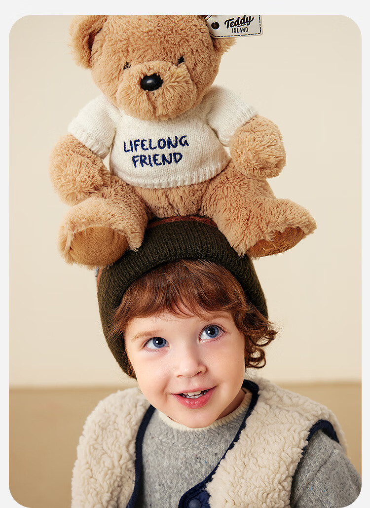 Minibala (minibala) [Teddy Bear IP Collaboration] Kids' Plush Reversible Warm Vest for Boys and Girls 1