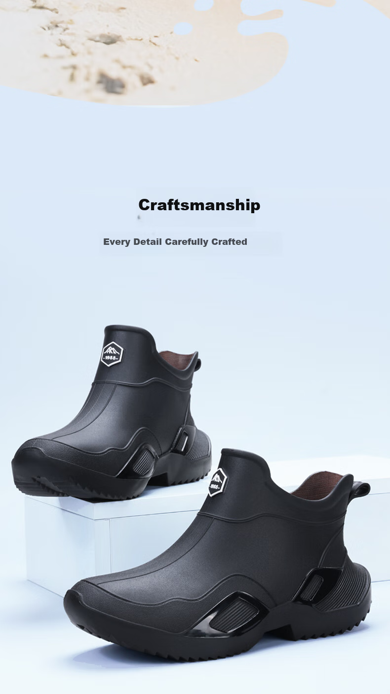 Lanoudun Rain Boots for Men And Women, Short Waterproof Non-Slip Rubber Shoes, Durable Fishing And Beach Sandals YX1027 Size 41 3