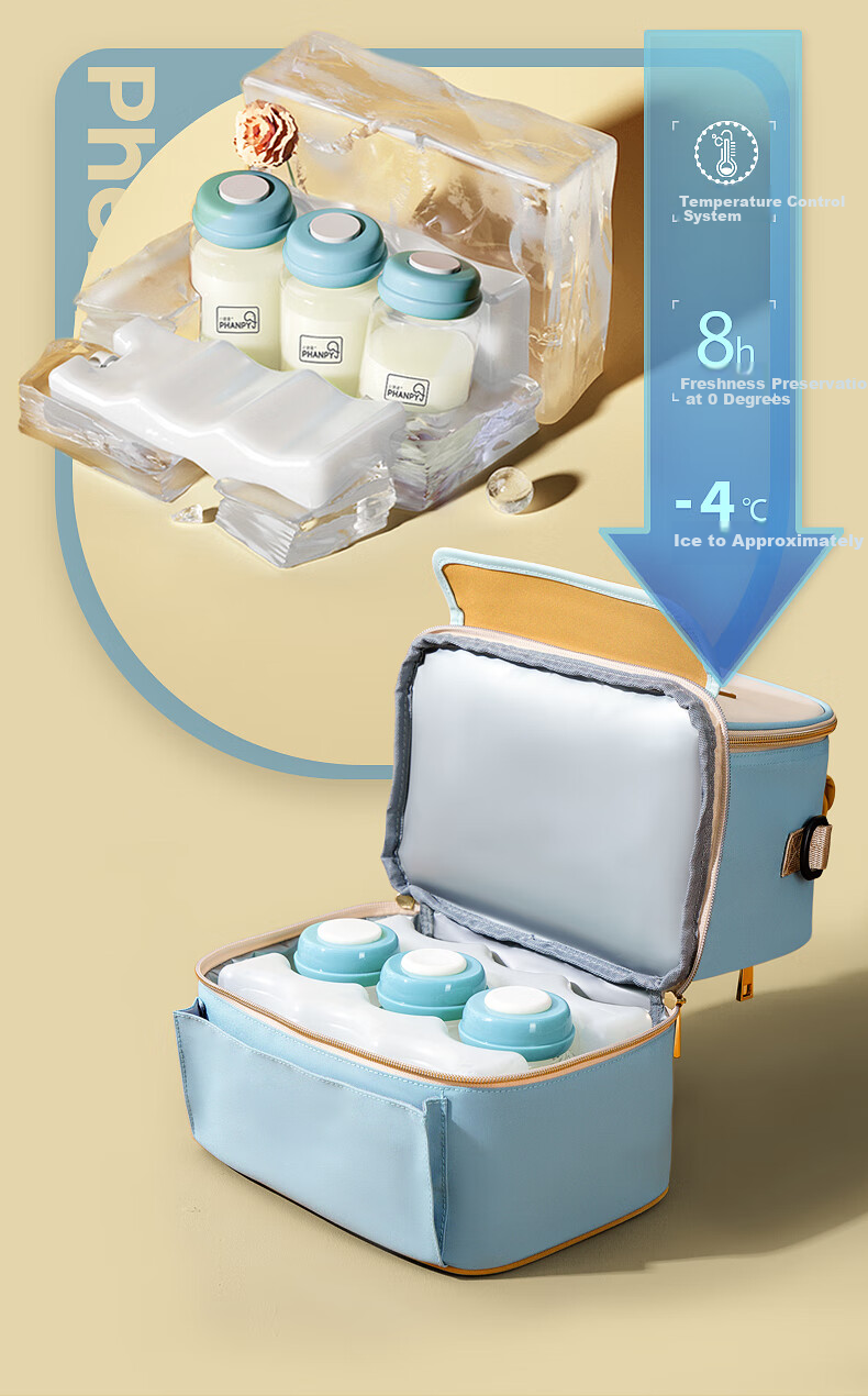 Xiaoyaxiang Breast Milk Storage Bag, Portable Insulated Cooler Bag for Working Mothers, Blue Ice Milk Preservation Bag, Mommy Bag (Yicai) 6
