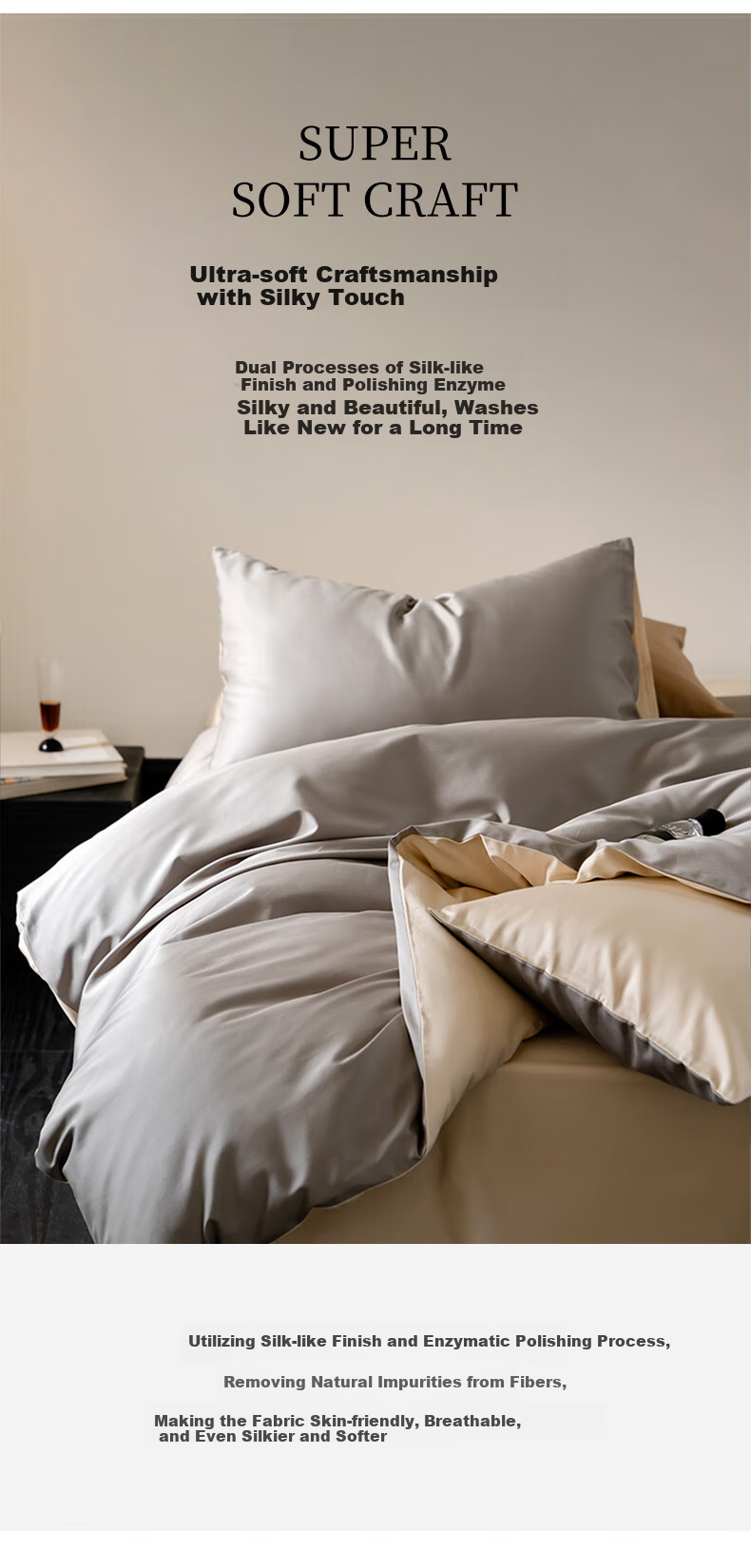 Huangchaojiasi Pure Cotton Four-Piece Bedding Set, 60 Thread Count, 100% Cotton Bedsheet Duvet Cover Set, Duvet Cover 200*230cm, for 1.5/1.8 Meter Bed 5