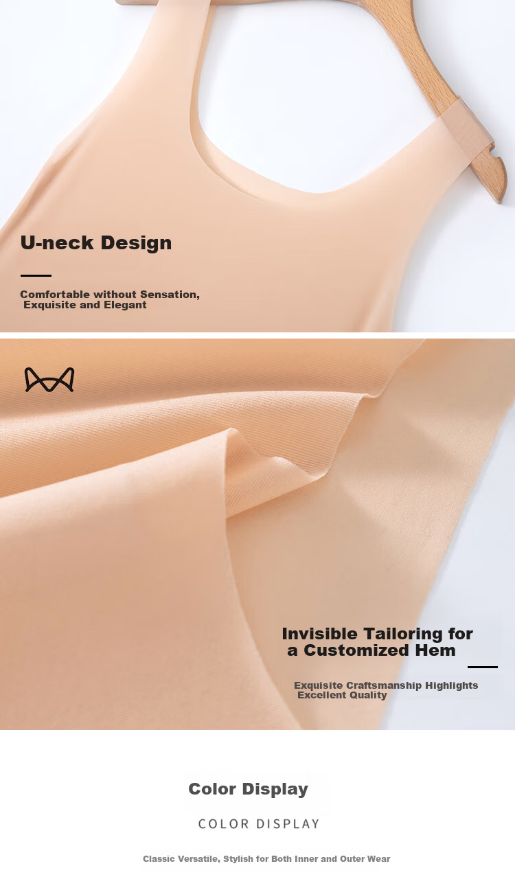 MiiOW Seamless Camisole for Women, Ultra-Thin Anti-Exposure Underwear, Powder Foundation Color Beautiful Back Inner Wear Top 10