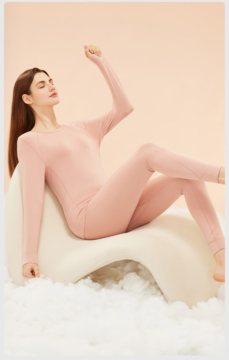 LangSha Women's Thermal Underwear Set Autumn Winter Warm Down Cashmere Silk Fleece Lined Top and Bottom Thermal Base Layer Set 15