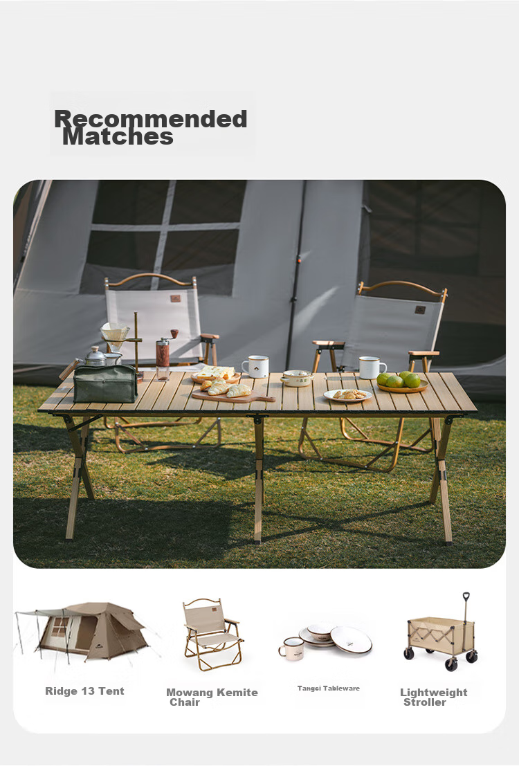 Naturehike Nuoke Xingjian L01 Egg Roll Table, Aluminum Alloy Camping Table, Outdoor Folding Table, Picnic Table, Oak Color, Large Size 15