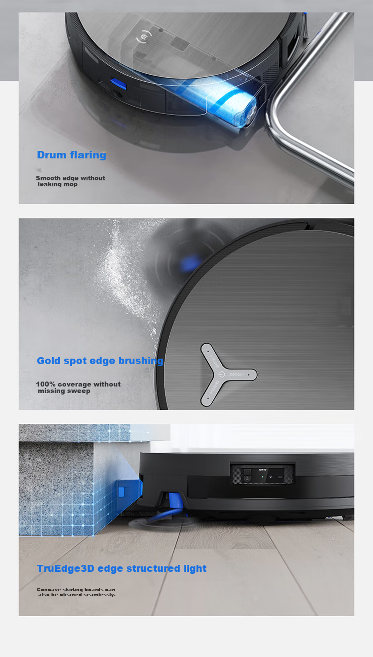 ECOVACS Robot Vacuum X11 PRO, All-In Automatic Cleaning And Washing, Drum Mop, Black And Silver, Fully Automatic Water Inlet And Outlet, Ultra-Thin Recessed Model 16