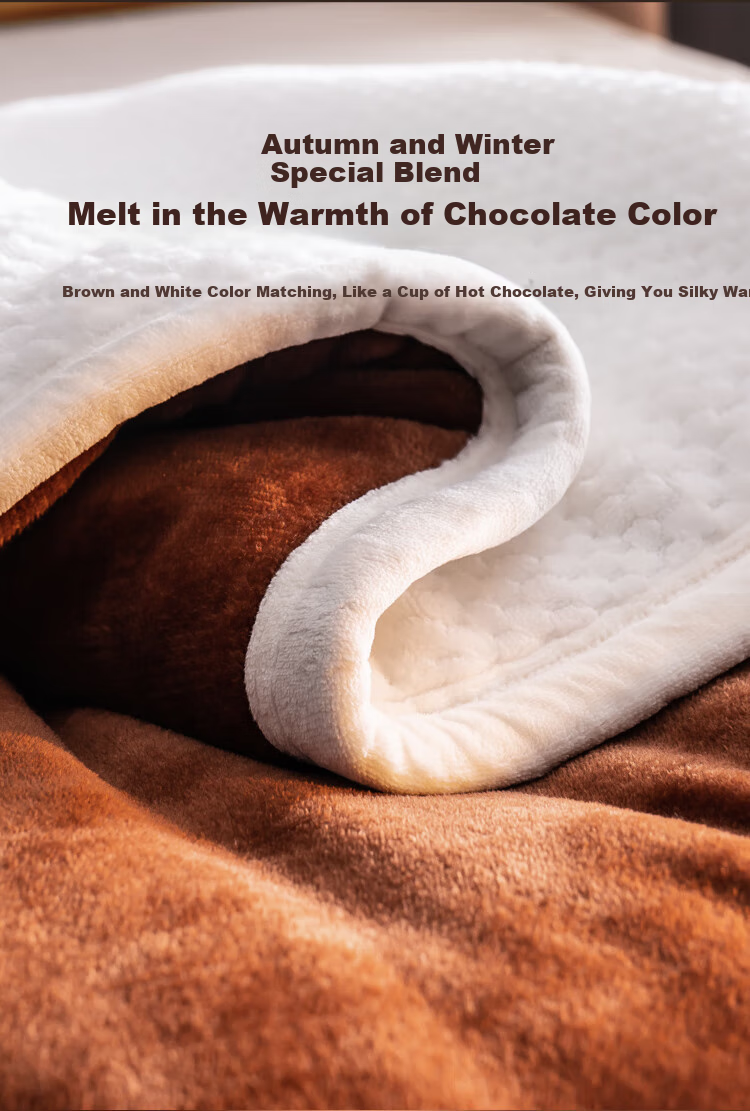 JD Original Chocolate Blanket, 2100g Three-Layer Thickened Double-Sided Double-Color Flannel Baby Fleece Blanket, 1.5x2m 4