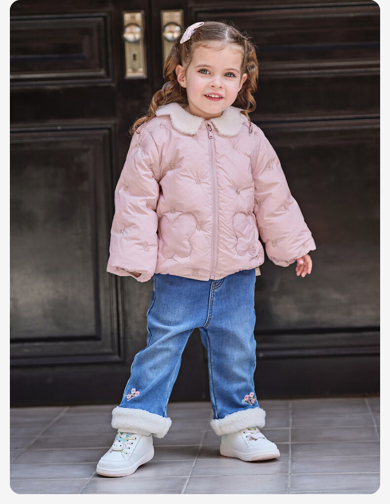 DAVE & BELLA Kids Down Jacket Girls Antibacterial Fleece Waterproof Winter Coat 2