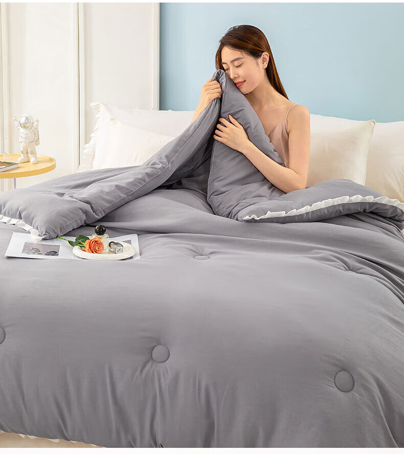 Grace Thickened Fiber Quilt Single Dormitory Quilt Autumn Winter 8 Jin Gray 150*200cm 2