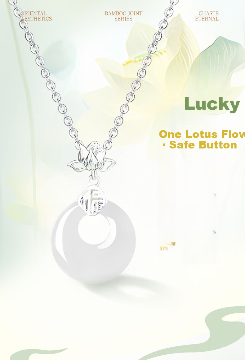ALLOVE Lotus Peace Buckle Necklace for Women, 925 Silver Pendant Collarbone Chain, Birthday Gift for Girlfriend Or Wife 1