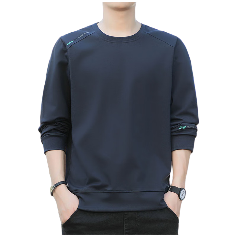 TUCANO Men's Sweatshirt Spring and Autumn Long Sleeve T-Shirt Base Layer Crew Neck Pullover Casual Jacket Navy Blue XL