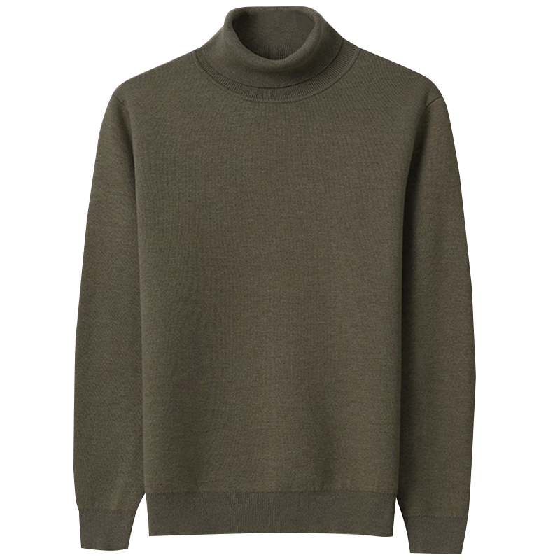 MARKLESS Men's Autumn Winter Warm High Neck Knit Sweater Casual Pullover Base Shirt 1713 Brown Leaf XXL