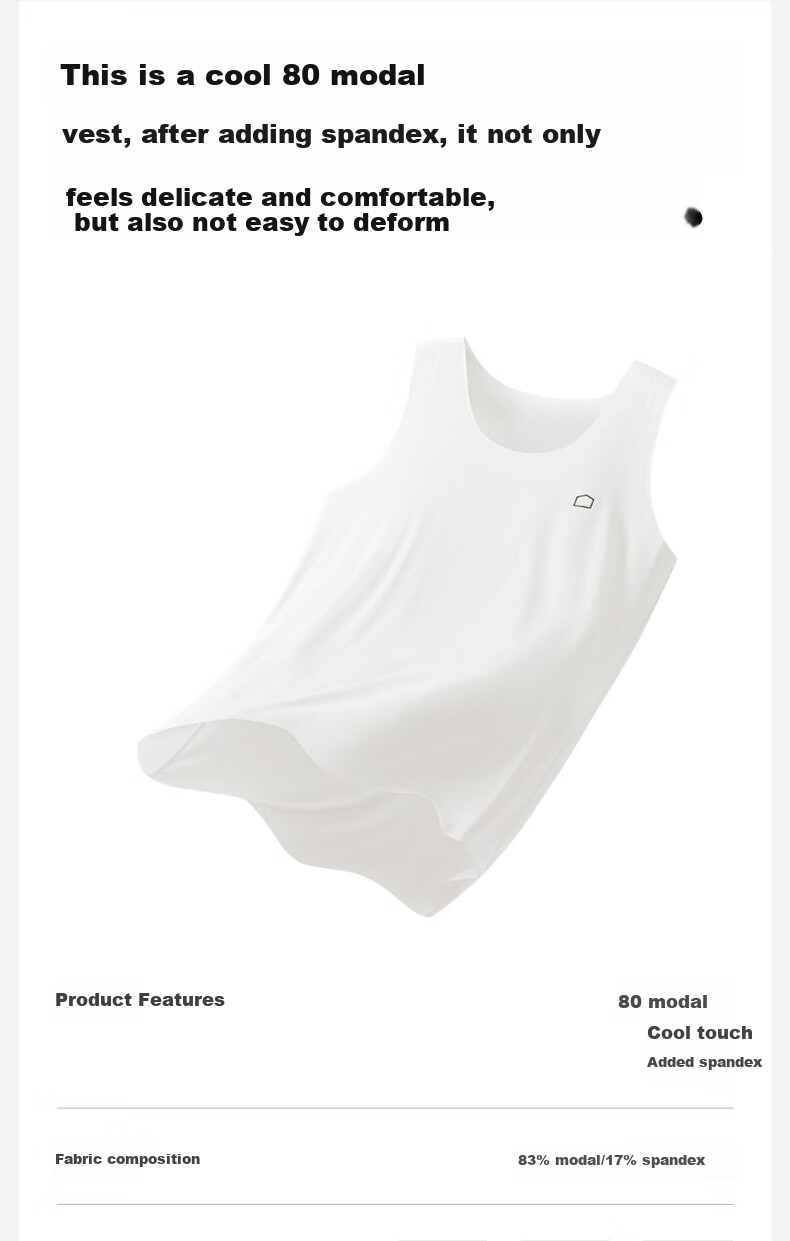 Bananain Sisi 508S Men's Modal Form-Fitting Tank Top, Silk-Like Cool Sensation Sleeveless Undershirt, Summer Sleepwear Loungewear 2
