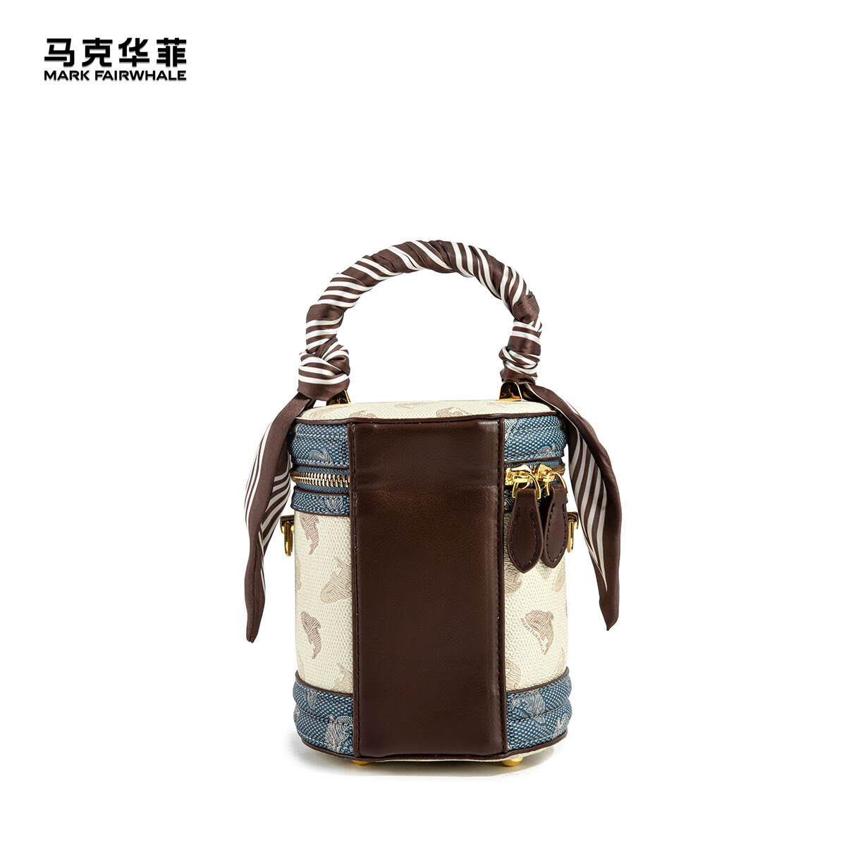 Mark Fairwhale Vintage Luxury Fashion Bucket Bag Versatile Round Tote Handbag Shoulder Bag for Women New Year Goddess Day Gift