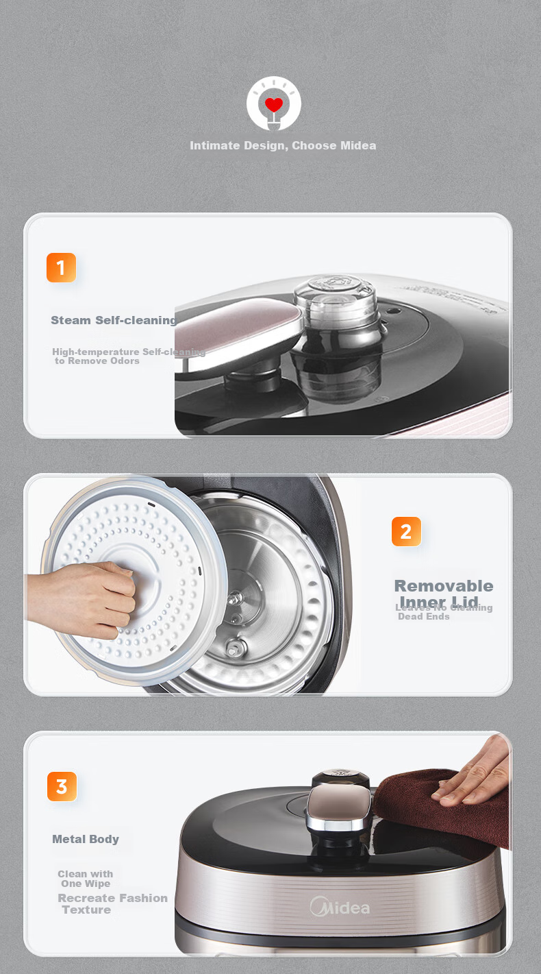 Midea Electric Pressure Cooker, 5L Nongxiang Series, High-Pressure Cooker, 1300W, IH Heating, Dual Inner Pot, 24-Hour Smart Reservation, Pressure Cooker MY-YL50P602 [ZMD Safe Series] 11