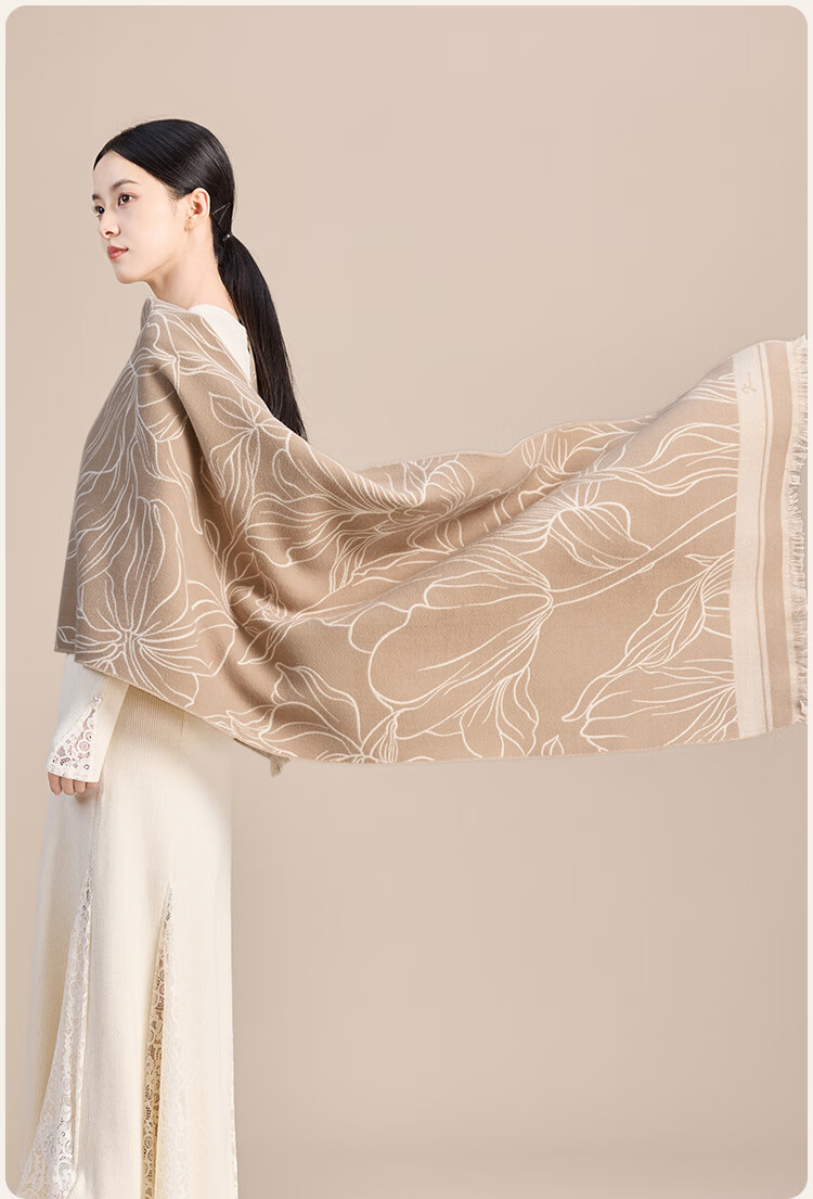JIUMU Pure Wool Scarf for Women, Autumn And Winter Warm Shawl, Gift for Girls Or Mothers, Christmas Birthday Present, Gift Box Packaging 8