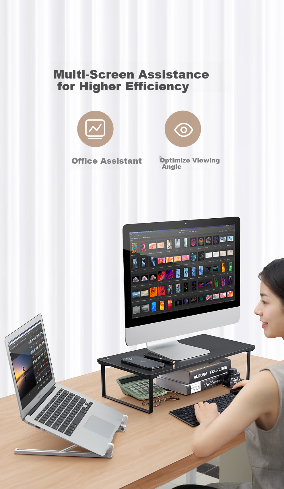 Saijing D1 Computer Desk, Office Desk, Height Adjustable Desk, Laptop Riser, Adjustable Standing Desk, Small Mouse Pad Holder 6