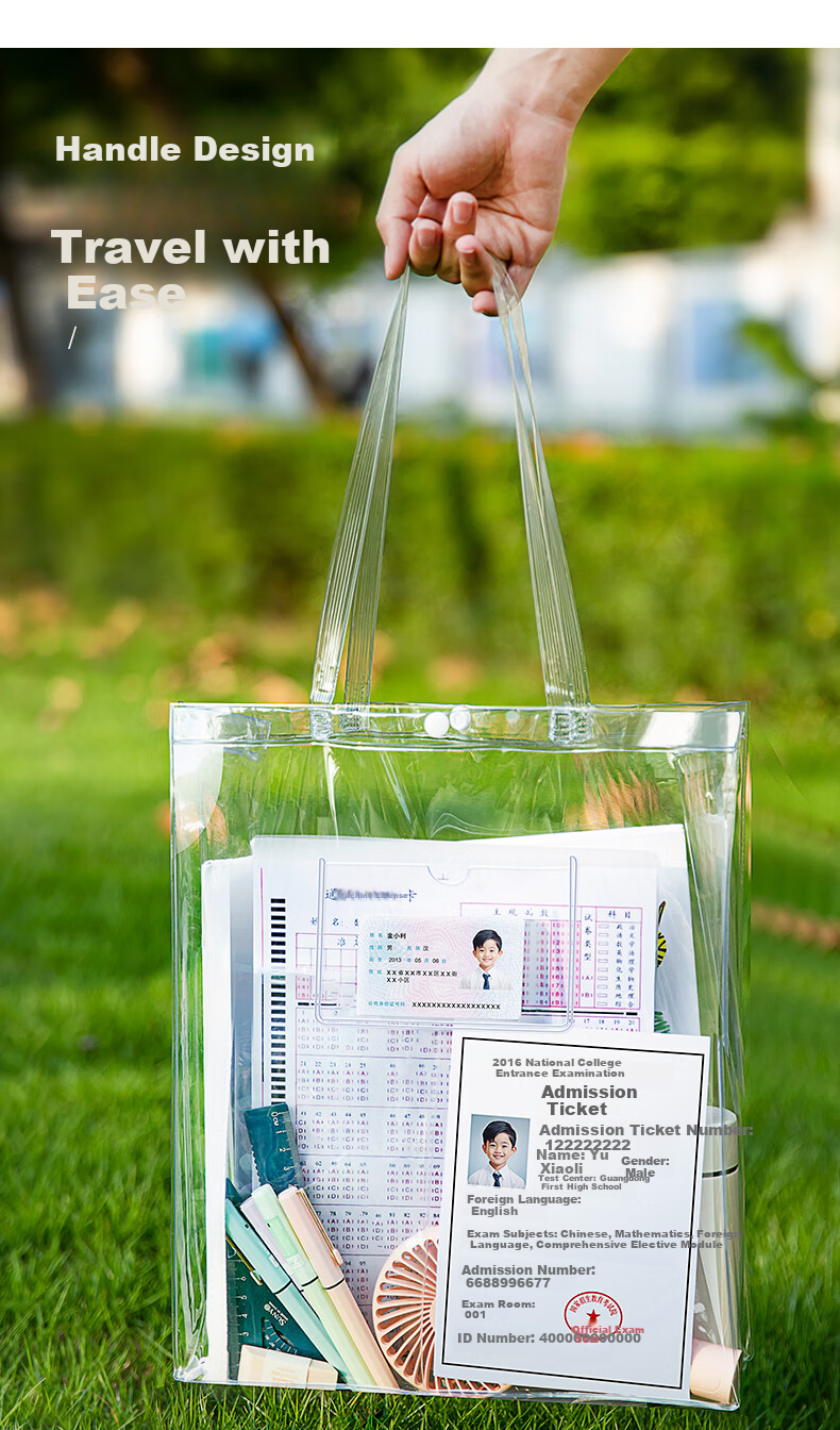 Jindeli High School Entrance Exam And College Entrance Exam Dedicated Transparent Bag Stationery Handbag Student Document Bag Storage Bag Tutoring Bag Gift for Boys And Girls Elementary School Students Art Bag Homework Bag FB9857 5