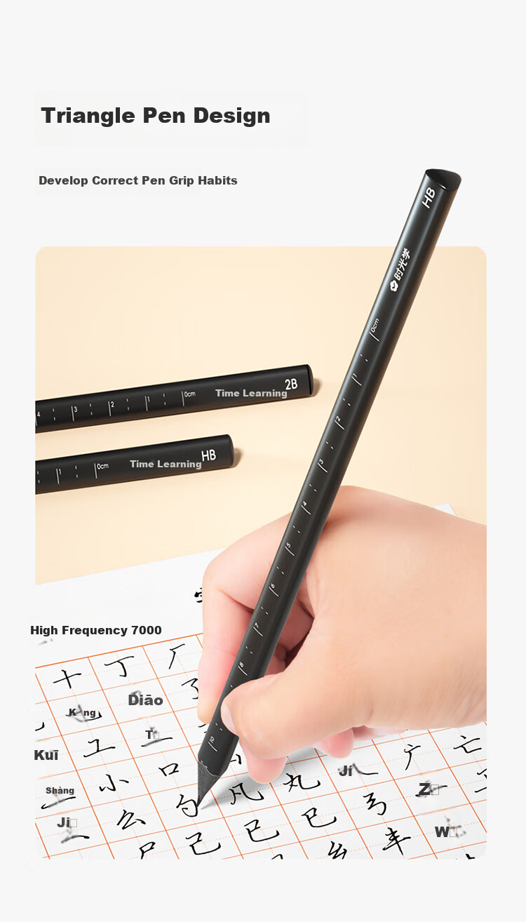 [ SHIGUANGXUE ] HB Thick White Pencil Set with Eraser And Cap, Name Stickers for Primary School Students in Grades 1-3, Graphite Pencils for Children And Kindergarten Stationery Supplies 6
