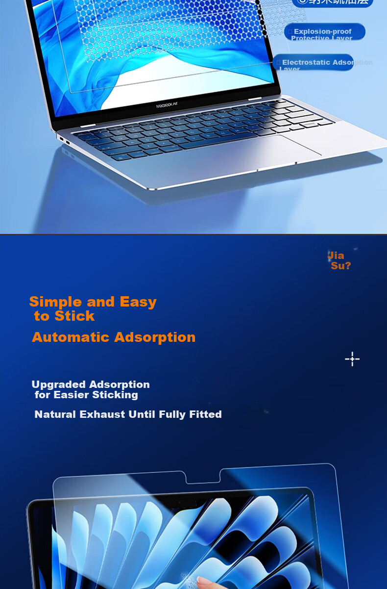 Jiasu Apple MacBook Air 13, 2026/25/24/23 Models, High-Definition Tempered Glass Screen Protector, 13.6-Inch Laptop High-Definition Tempered Glass Screen Film, Scratch-Resistant 6