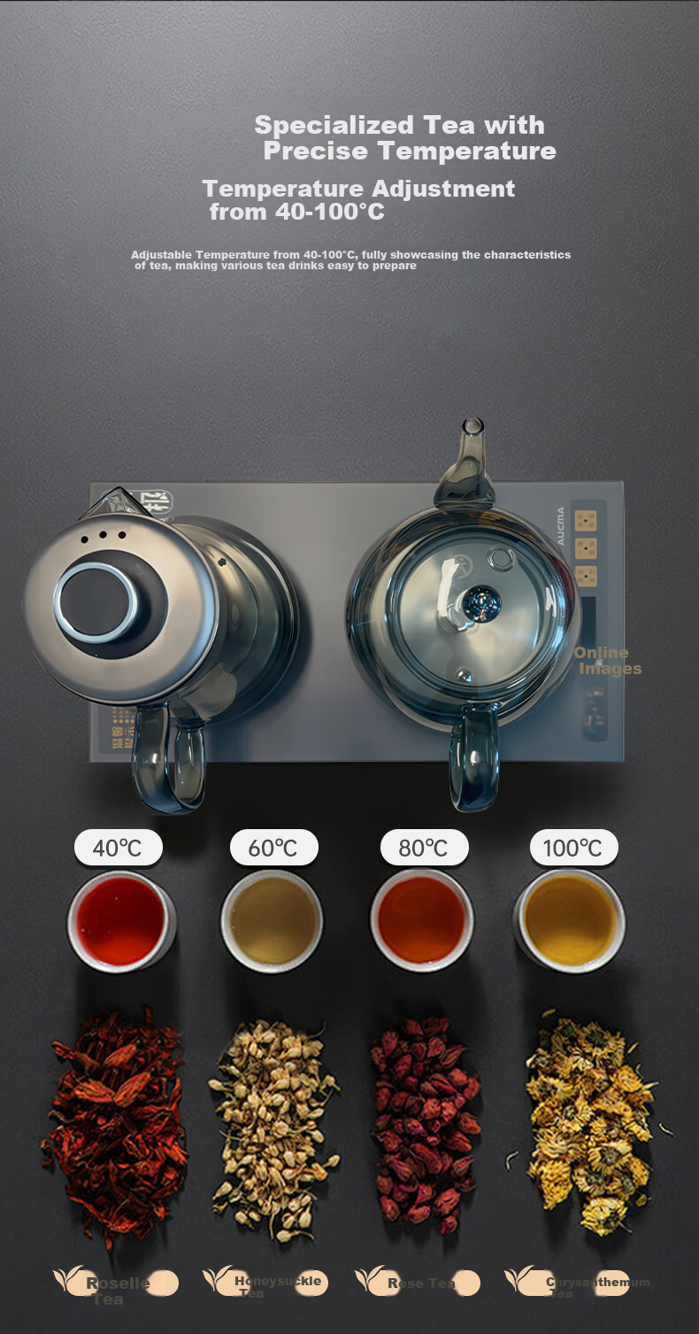 AUCMA Pure Titanium Fully Automatic Water-Boiling Electric Kettle, Tea Table Kettle, Built-In All-In Machine, Electric Teapot, Tea Set, Electric Tea Stove Set, Pure Titanium Double Kettle Steaming And Brewing Tea Model F22 3