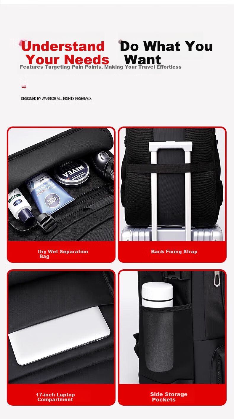 Huili Men's Large Capacity Backpack, Multifunctional Business Travel Bag, Outdoor Hiking Pack, Casual Business Luggage Backpack 9