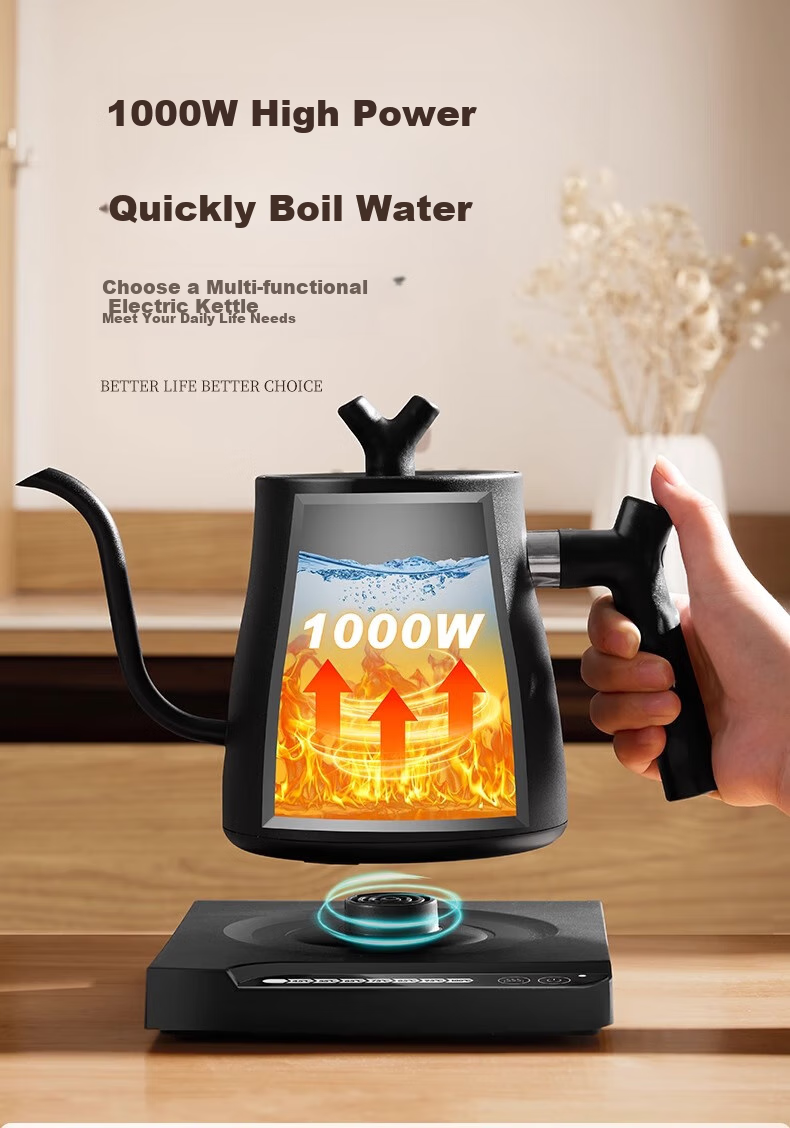 TEOTM Pour-Over Kettle, Electric Heating Temperature-Controlled Pour-Over Kettle with Ear Handle And Long Spout, Constant Temperature Tea Pot, Electric Hot Water Kettle 4