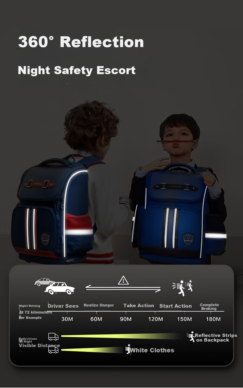Jianqiaoshu Schoolbag for Primary School Boys Grades 1-3 Children's Lightweight Spine-Protecting Large Capacity Backpack, Large Size Navy Blue And Red 15