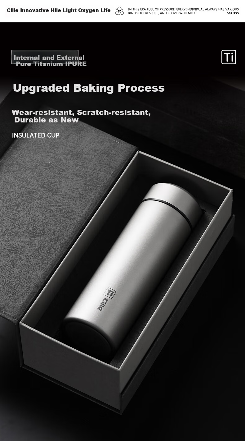 Cille Pure Titanium Insulated Mug for Men And Women, Business Tea Infuser Cup, Car Water Bottle, Teacher's Day Gift Box Set 4