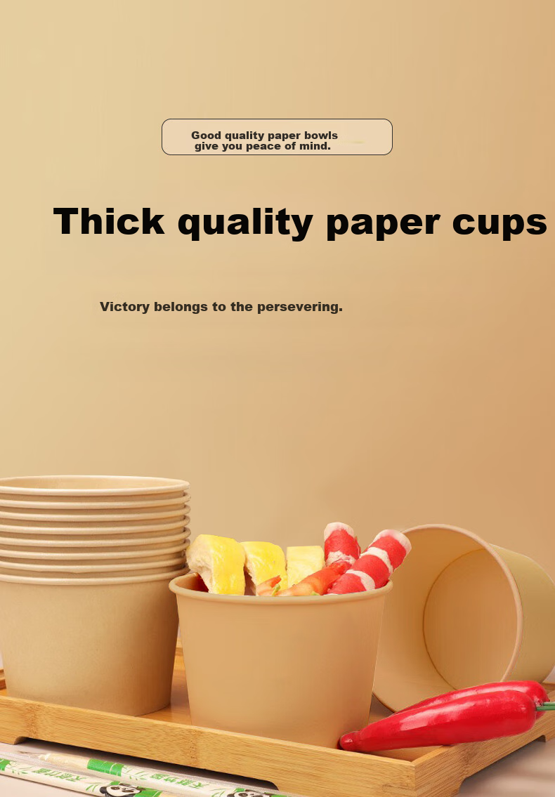 Jianaishenghuo Disposable Paper Bowls, 550ml*100 Pieces, Bamboo Fiber Soup Bowls for Hot And Sour Noodles, Rice Noodles, Takeout Bowls, without Lids 1