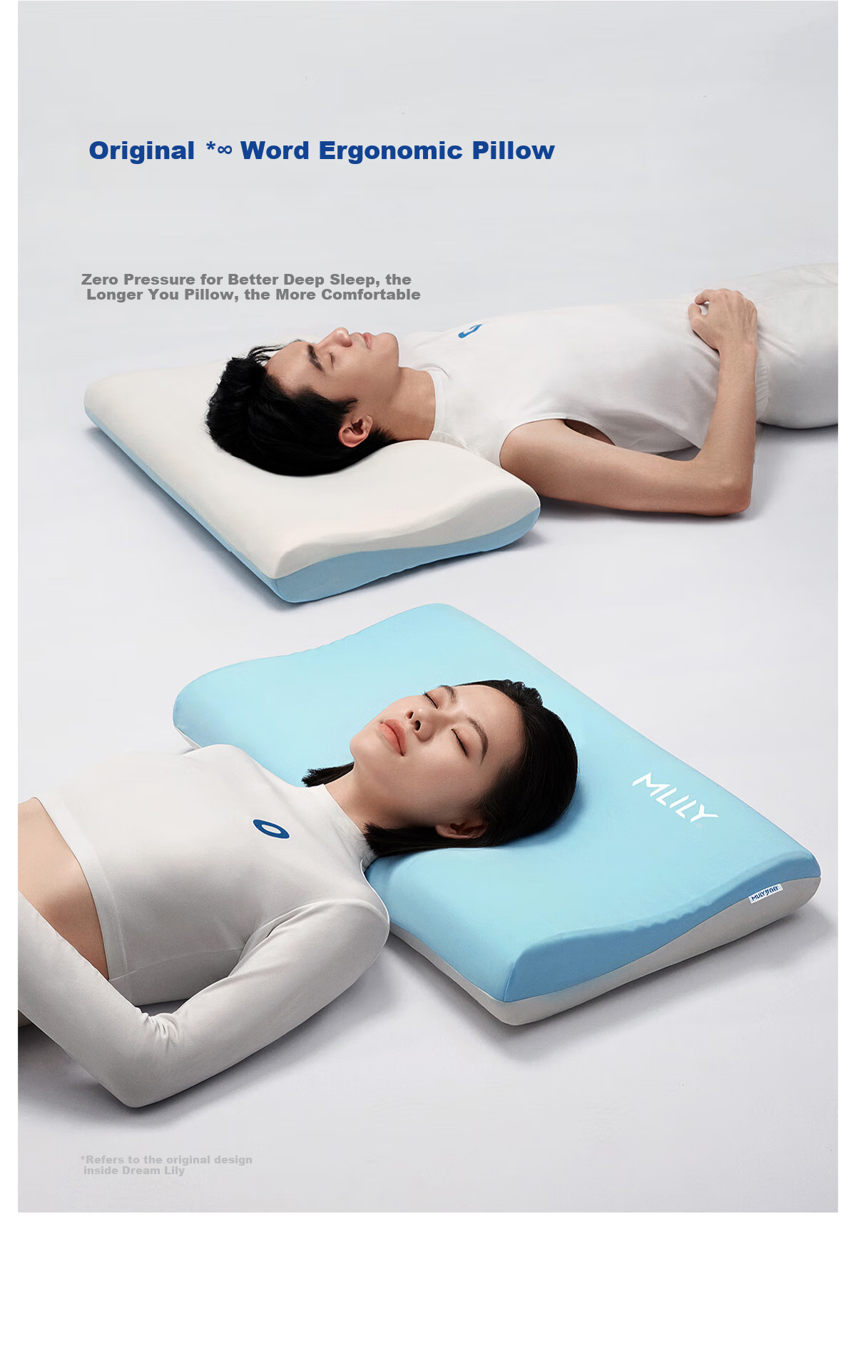 MLILY Hotel Zero Pressure Pillow, Cervical Spine Support, Sleep Aid, Slow Rebound Deep Sleep Memory Foam Pillow, Gift Box Set 6