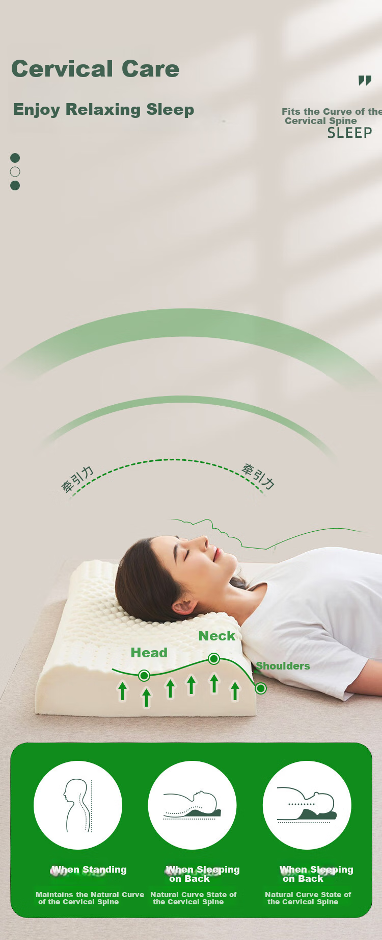 Grace Latex Pillow, Shaped Pillow, Latex Student Dormitory Pillow, Single One (Including Inner And Outer Covers) 3