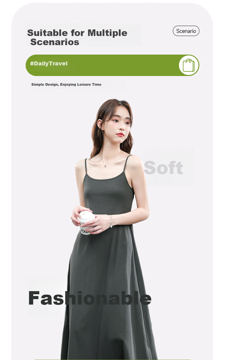 MJ STYLE Spaghetti Strap Dress for Women, 2026 Summer New Elegant Sexy Waist-Cinching Slimming Fitted Vacation Style Long Dress 8