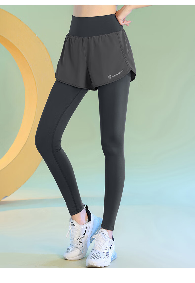 Baisirong Professional Marathon Running Women's Slim Fit Quick-Dry Two-in-One High Waist Elastic Compression Leggings 8