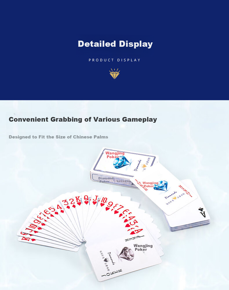 Wangjing Poker Playing Cards, Guandan Poker Cards, Durable Bending Playing Cards, Professional Blue Core Paper Rose Series, One Pack of Six Decks 6
