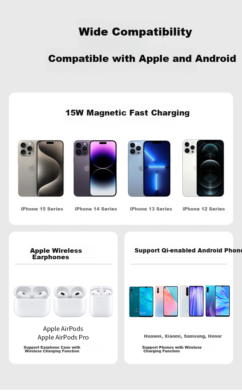GDGO [Apple MFM Certified] 15W Two-In Wireless Charger, MagSafe Magnetic Vertical Fast Charging, MFi Certified, Suitable for IPhone 18/17 PM/Air Phones And Earphones 8