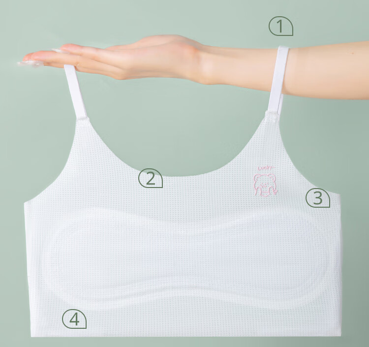 FitonTon 2-Pack Girls' Underwear Developmental Stage Elementary School Girls' Bras Stage 1 Anti-Peek Padded Cotton Vest 4
