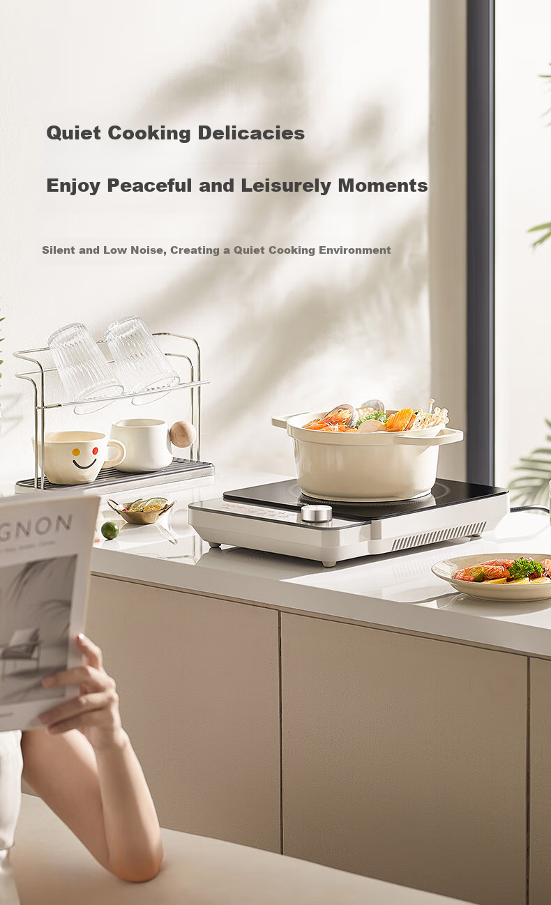 Midea Electromagnetic Cooker, Ceramic Cooktop, Battery Stove, 2200W High Power, Intense Heat, Tea Brewing, Water Boiling, Stir-Frying, Hot Pot, Electric Stove, Tea Maker, Dual Ring Temperature Control, Suitable for All Cookware, HW22E02 21