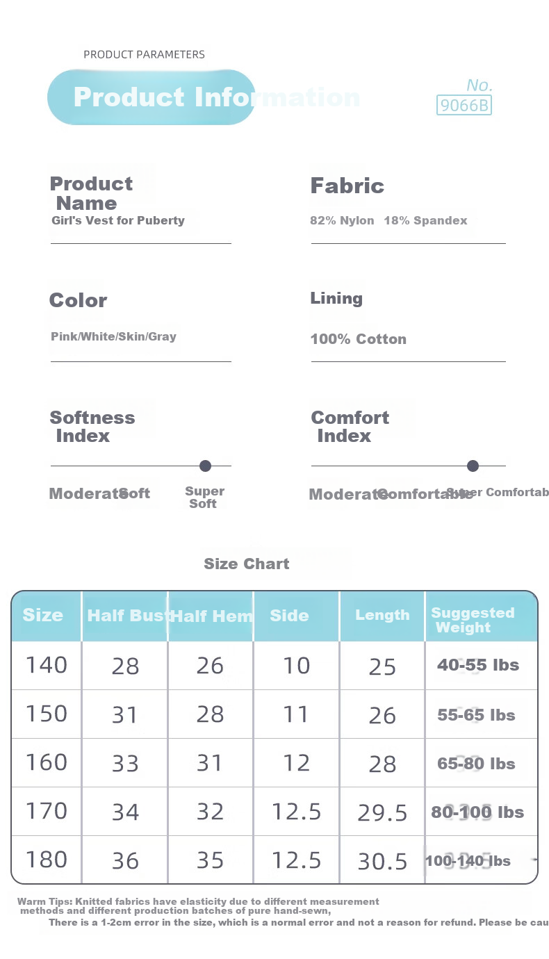 Dingguagua Girls' Underwear, Children's Underwear, Puberty Bra for Elementary School Students Aged 9-12, Girls' Camisole, Thin Summer Style 12