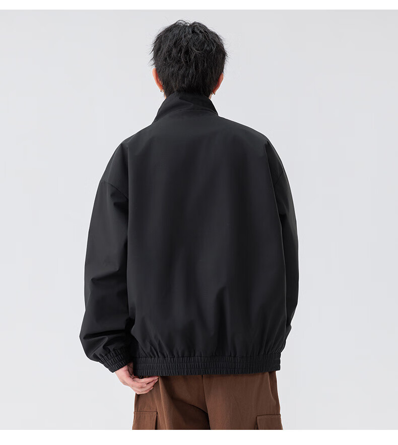 MMOPTOP Chenille Pilot Stand Collar Jacket Men's Spring Autumn Water-Repellent Casual Coat MJK17 Dark Gray XL 7