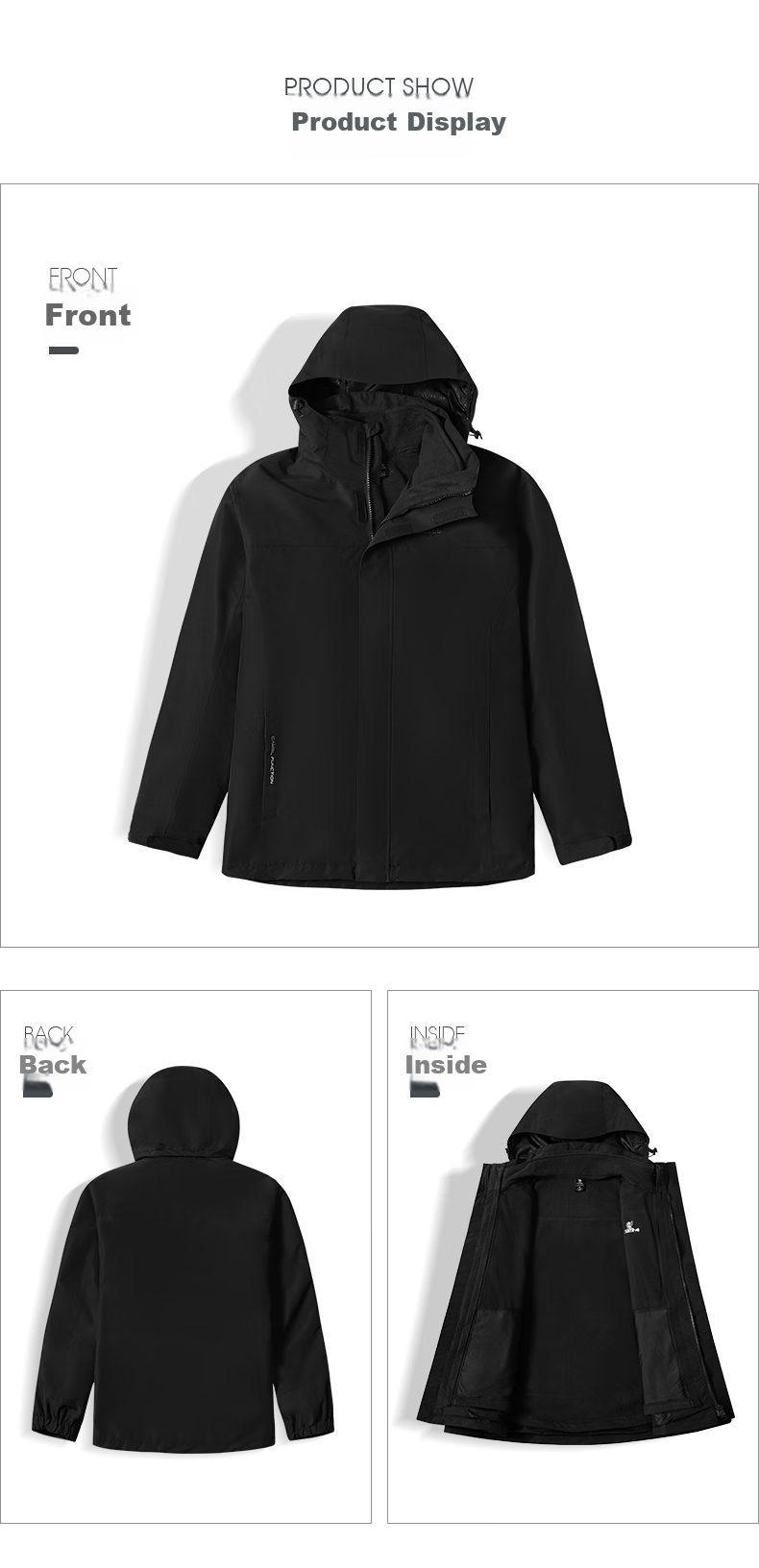 CAMEL Outdoor Jacket, Three-In Fleece-Lined Thick Waterproof Couple's Coat, Mountaineering Clothing, A9W114120-1X 8