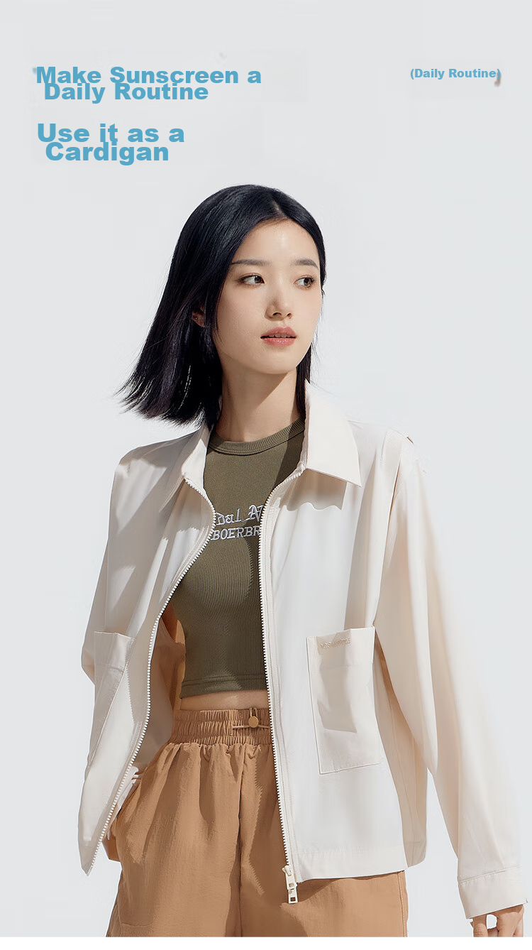 VVC Sun Protection Clothing for Women, Casual Long-Sleeve Shirt, UV-Resistant Sunscreen Jacket, Spring And Summer New Style Outerwear, Cream White 5