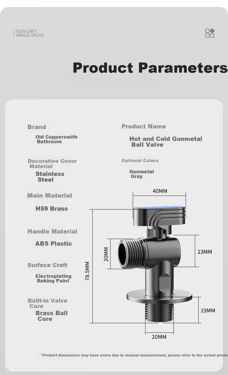 LTJ Ball Valve Angle Valve Gas Water Heater, Fully Open Brass High Flow Wall-Mounted Boiler Angle Valve 12