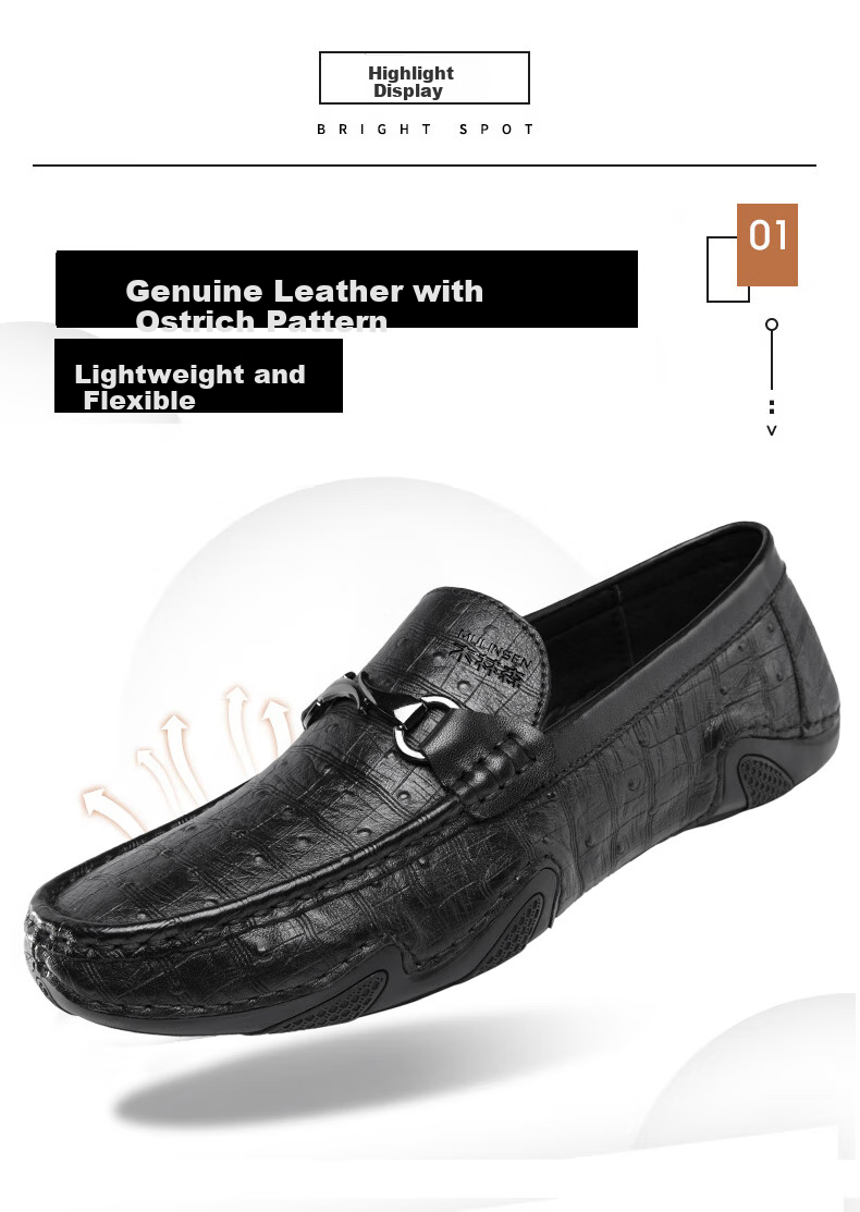 MULINSEN Men's Shoes, Korean-Style Versatile Slip-On Shoes, Top-Layer Cowhide Business Casual Shoes, Driving Loafers, 66912 4