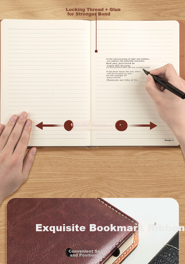 GuangBo 16K 144-Sheet Business Leather Notebook Stationery/Jaunty Button Closure Black GBP16735 5