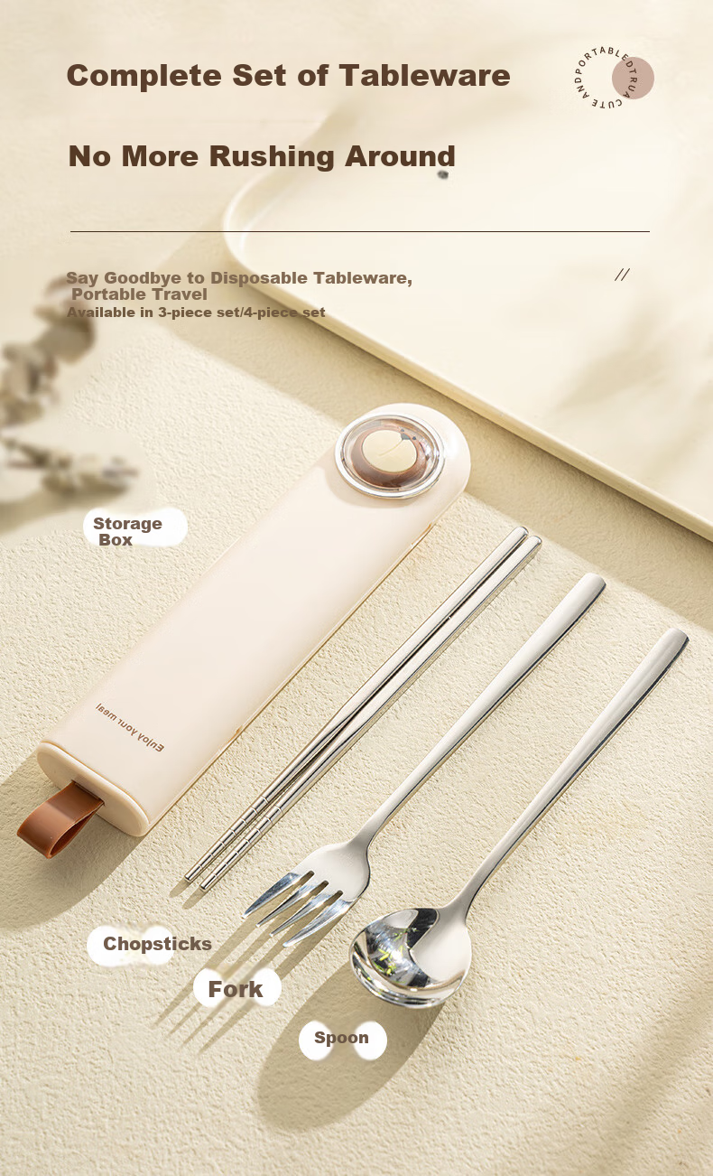 Guangyi Chopsticks, Tableware Set, 316L Stainless Steel Chopsticks And Spoon Set for Students And Office Workers, Portable Cutlery GY7428 3