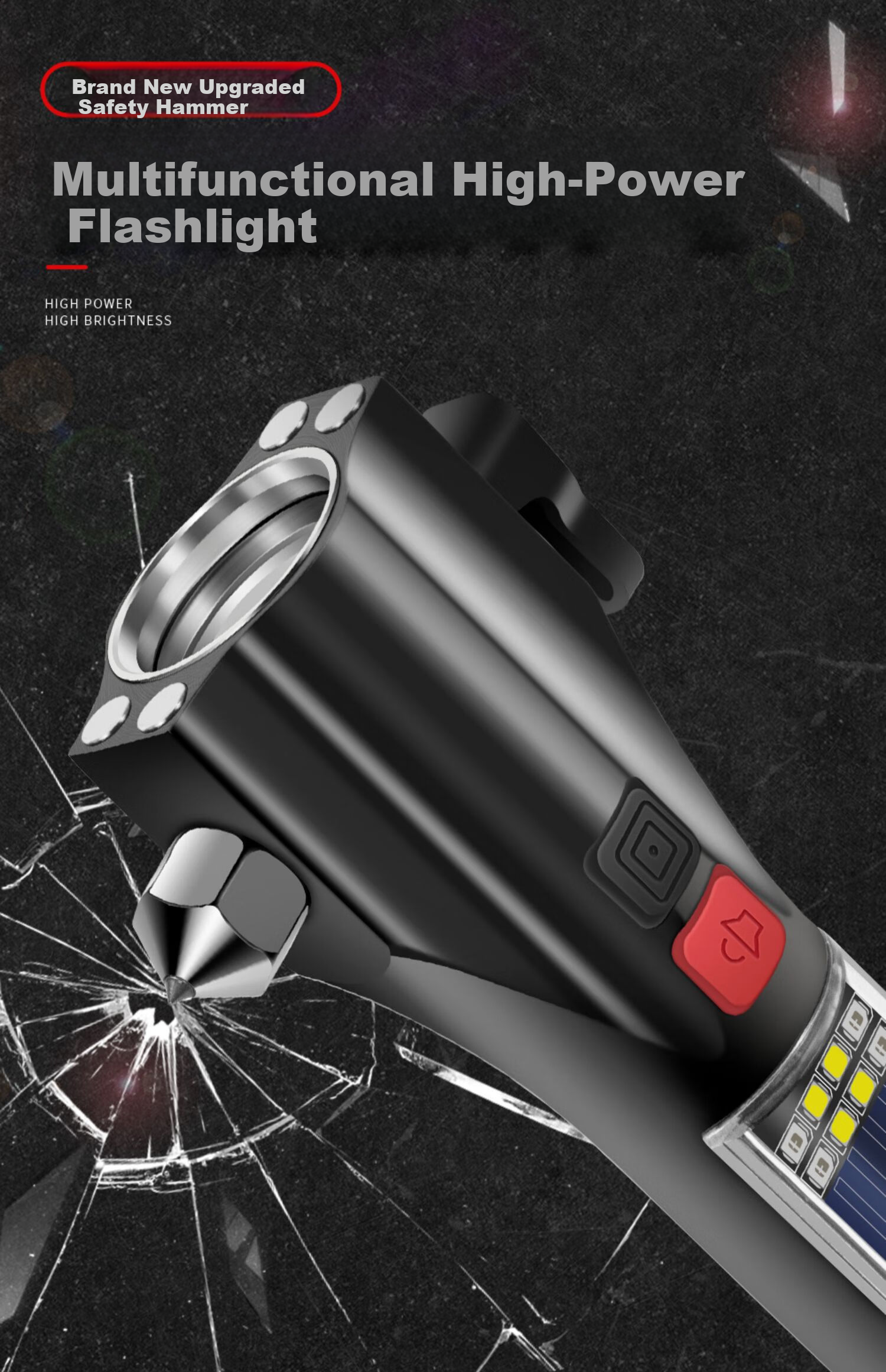 Shean Car Safety Hammer, Multi-Functional Vehicle-Mounted Window Breaker, Escape Tool with Tungsten Steel Head, Emergency Rescue Life-Saving Hammer 1