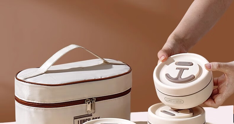 Ymer Stainless Steel Insulated Lunch Box Set - New Combo White 4-Pack + Insulated Bag + Cutlery (2 Large, 2 Small) 25