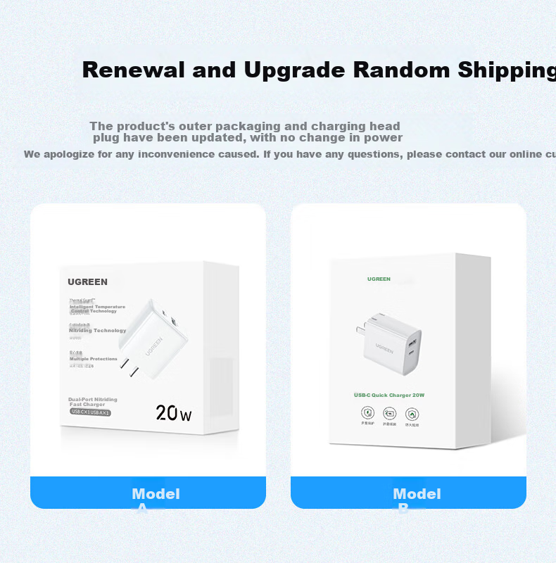 UGREEN PD20W Charger, Dual-Port GaN Fast Charging Adapter, Type-C/USB Quick Charge Plug, Compatible with Apple IPhone 18 Pro Max/17/16 Air Phones And IPad 14
