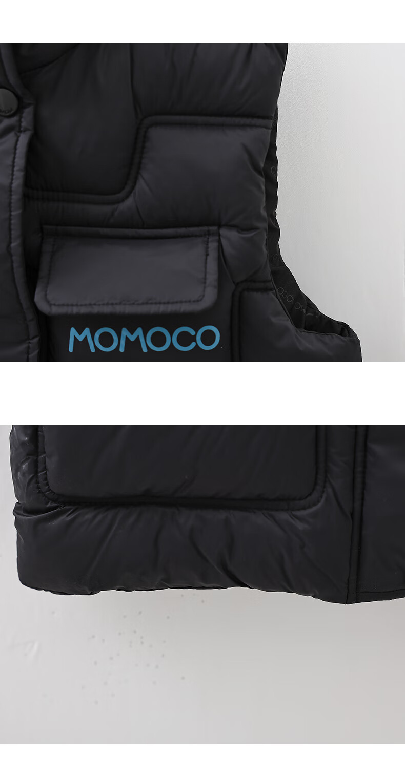 MOMOCO Boys Winter Thick Cotton Vest Children's Jacket Korean Style Pocket Vest Black Size 90 5